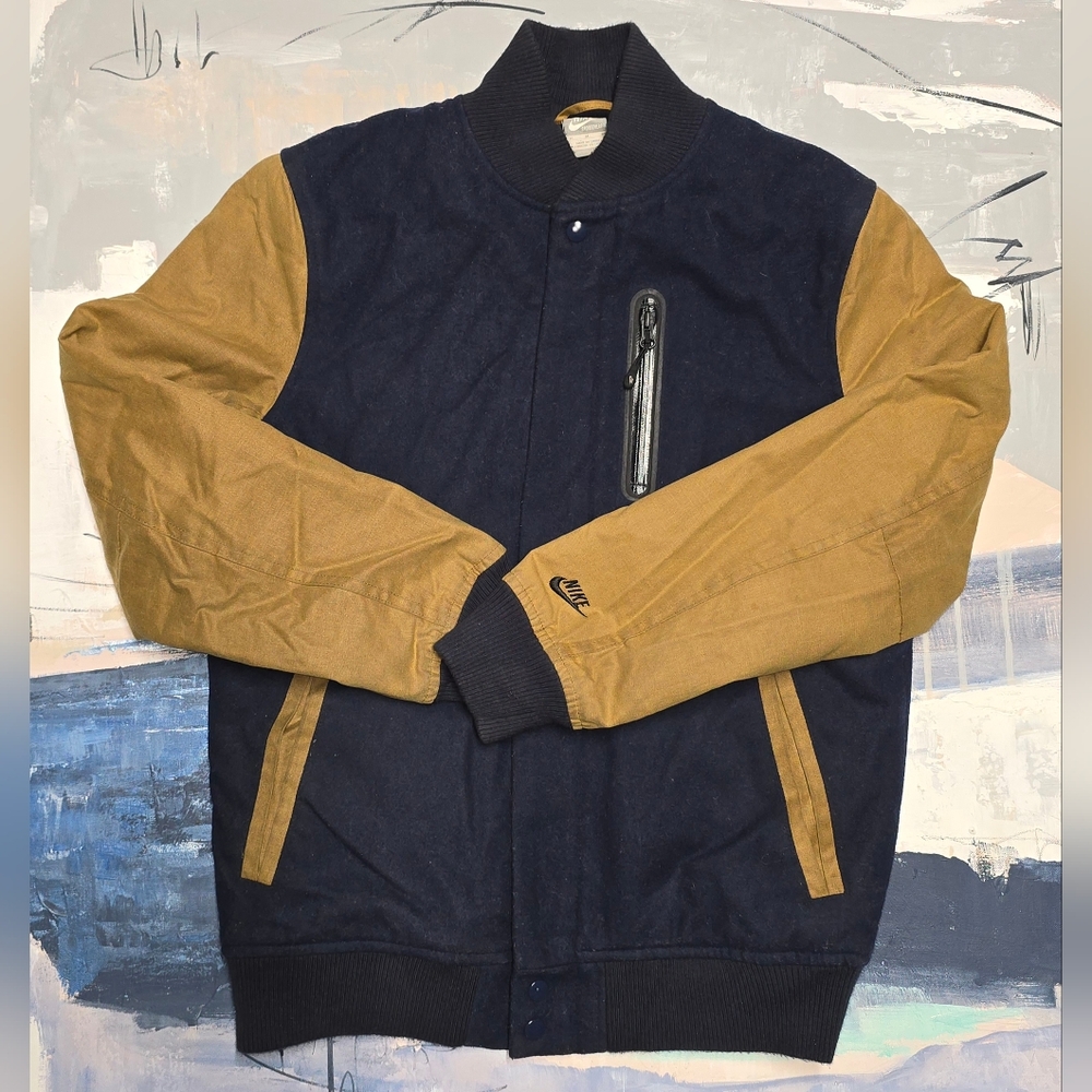 Nike British Millerain Destroyer Jacket Mens Medium M Brown/Blue Wool